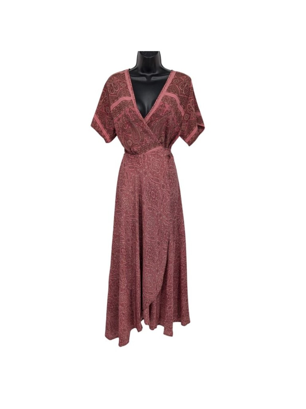 Karma Highway Paisley Wrap Maxi Dress Festival Cottage Ethereal Resort One Size